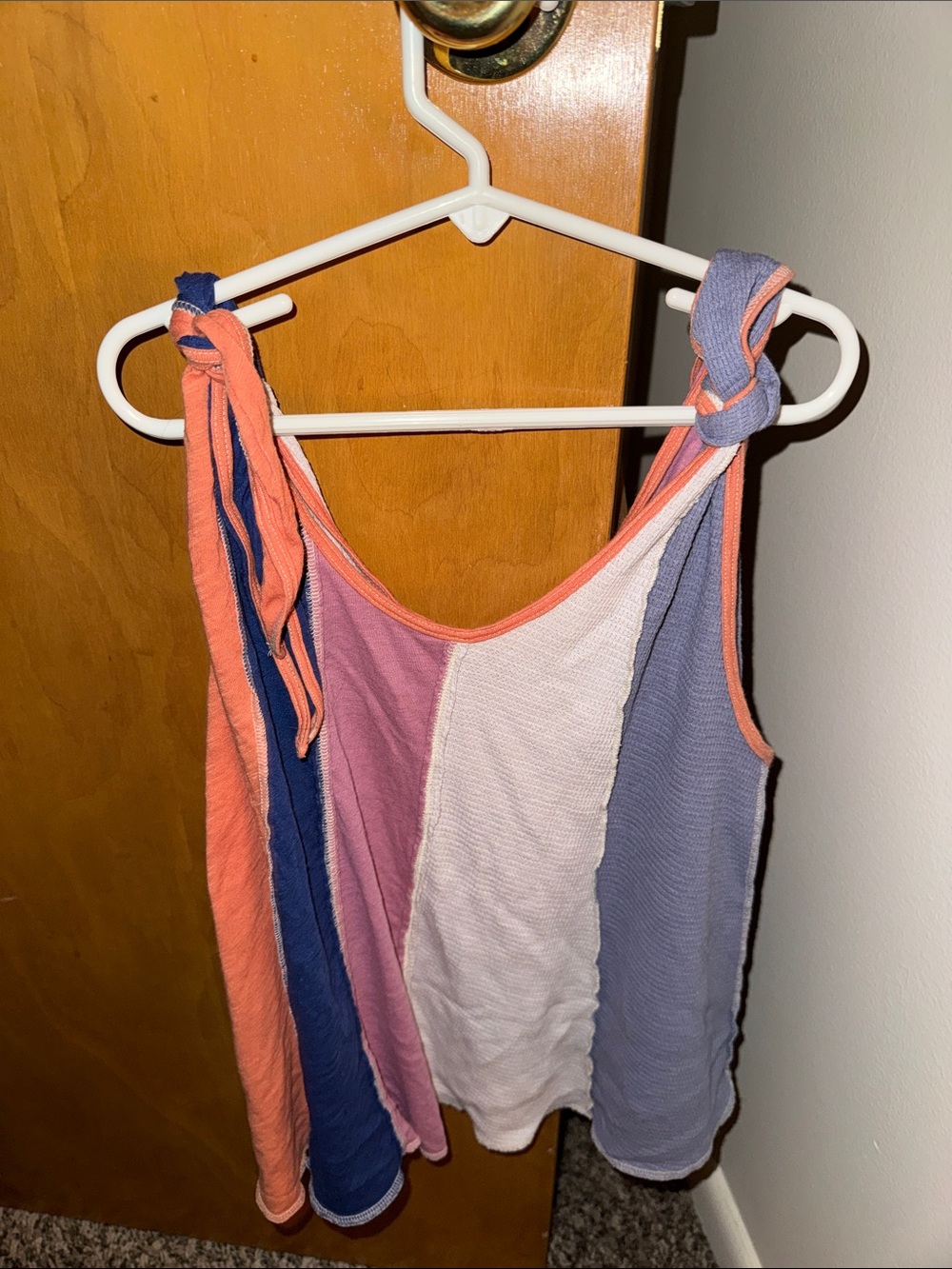 We The Free Colorblock Tie-Shoulder Tank - Coral, Navy, Lavender, White